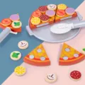 Ensemble de jouets de coupe de pizza en bois pour enfants, jouet éducatif interactif. - Jeu de Coupe de Pizza / Multicolore
