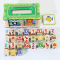 Montessori wooden early education toy set with alphabet numbers cognitive blocks for kids. - Word Spelling Box