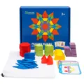 Pädagogisches Holz Muster Blöcke geometrisches Puzzle Spielzeug Set mit 155 Teilen für Kinder. - Kreatives Geometrisches Puzzle / 155 Stück