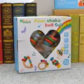 Set de hochets bebe en bois 4 pieces jouet d'eveil musical instrument variante. - Coloré
