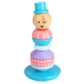 Hölzernes Stapelturm Spielzeug mit Hundekopf Design und bunten Ringen für frühes Lernen. - Hund Stil