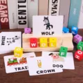 Wooden spelling toy for kids, alphabet learning flashcards and letter blocks set for education. - Rainbow Spelling Stacker Game