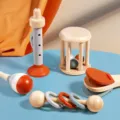 Wooden Orff musical instrument set for baby early education, safe wooden rattle toys main view. - SD 5-Piece Baby Rattle Set