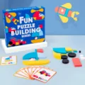 Kinder Holz geometrische Form Bausteine Puzzle Spielzeug Set mit Frueherziehung Lernkarten. - Spaß Puzzle Bausteine / bunt