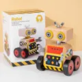 Giocattolo di assemblaggio robot in legno per educazione precoce, auto blocchi costruzione. - Robot per assemblaggio auto