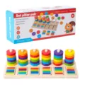 Holz Regenbogen Ring Stapeln Montessori Lernspielzeug fur Kleinkinder Kinder Puzzles. - Regenbogen-Bausteine mit Farbabgleich & Stapelringen