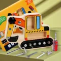 Wooden kids excavator nut bolt assembly toy busy board fine motor early education toy variant 1 - Excavator / Color Box Pack (22.5x16.8x4cm)