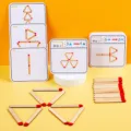 Wooden matchstick puzzle game set for kids math logic thinking educational learning toys - Matchstick Puzzle Game (HBR)