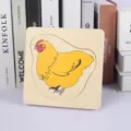 Giocattolo puzzle di animali in legno Montessori per bambini, tavola educativa con gallina carina. - Stile gallina