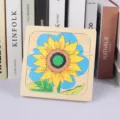 Wooden sunflower puzzle toy for kids, Montessori educational early learning puzzle for toddlers. - Sunflower Style