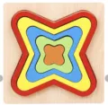 Juguete de rompecabezas de formas geométricas de madera variante, bloque de aprendizaje colorido. - Flor de Cuatro Esquinas