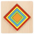 Tableau de puzzle de tri de formes géométriques en bois jouets d'apprentissage - Quadrilatère/Carré Rétro