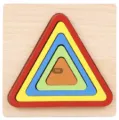 Jouet d'empilement de puzzle de tri de formes géométriques en bois pour éducation précoce - Triangulaire