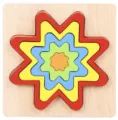 Puzzle emboîtement géométrique en bois pour enfants, jouet éducatif coloré et ludique. - Forme de Fleur Octogonale