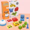 Set de juego de rompecabezas de bloques de cambio de cara de madera para niños, juguete de escritorio. - Cubo Mágico Cambiante de Cara Grande