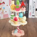 Wooden pretend play ice cream dessert stand toy set for kids afternoon tea kitchen game - kbq 3-Tier Cake and Ice Cream 0.75