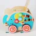 Wooden baby walker push toy infant cartoon multi-functional early education learning walker - Elephant Baby Walker / Multicolor