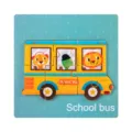 Giocattolo puzzle in legno scuolabus animale per bambini, educativo precoce cartone. - Autobus