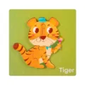 Jouet puzzle en bois pour enfants, joli motif de tigre dessin animé, apprentissage. - Tigre