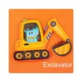 Jouet puzzle en bois 3D avec excavatrice et animal animé pour l'éducation précoce des enfants. - Excavatrice