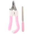 Pet nail clipper and file set stainless steel curved handle grooming tool for cats and dogs. - Small OPP Bag Packed / Pink
