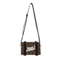 Koreanischer Retro bedruckter Umhängetasche braune Schulter Box Tasche mit grafischem Design. - Schwarzbraun