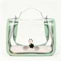 Borsa trasparente e traspirante per uccelli con bordo verde menta, gabbia da viaggio per animali. - Verde