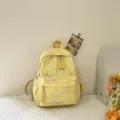 Niedlicher gelber Rucksack für Teenager Mädchen, lässige Mini-Schultasche mit Stickerei. - Ohne Anhänger / Gelb / S