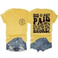 Maglietta casual elegante da donna gialla a maniche corte girocollo con stampa di lettere - Taglia S / Top / Giallo