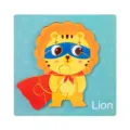 Puzzle en bois de lion pour enfants, jouet d'apprentissage précoce d'animaux. - Petit Lion