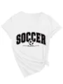 T-shirt blanc à col V et manches courtes pour femme avec nœud latéral et imprimé maman. - S / Hauts / Blanc