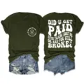 Maglietta da donna a maniche corte girocollo verde scuro con stampa di lettere stile casual moda. - Taglia S / Top / Borgogna