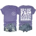 T-Shirt Manica Corta Viola Casual Da Donna Stampa Lettera Collo Rotondo Top Estate - Taglia S / Top / Viola