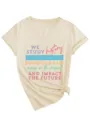 Camiseta casual de mujer con cuello en V y manga corta, nudo y estampado gráfico. - S / Tops / Arena