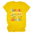 Retro stijl grafische print detail op geel t-shirt met korte mouwen, zomerkleding. - S / Tops / Geel