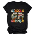 Vrouwen vintage school zomer korte mouw t-shirt casual ronde hals grafische top dames shirt - S / Tops / Bordeauxrood