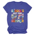 Casual dames blauw t-shirt met korte mouwen en retro zomervakantie grafische print. - S / Tops / Vintage Blauw