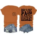 T-shirt donna casual a manica corta e girocollo con stampa di slogan retrò divertente. - Taglia S / Top / Arancione Bruciato (Stampa Nera)