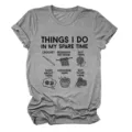 Women's casual short sleeve t-shirt featuring fun crochet yarn graphic design for daily wear. - S / Tops / Dark Gray (Black Letters Color Graphic)
