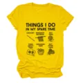 Funny crochet hobby women short sleeve round neck bright yellow casual graphic t-shirt - S / Tops / Yellow (Black Text Color Graphic)