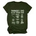 Women funny crochet t-shirt casual round neck short sleeve top casual cotton tee - S / Tops / Wine Red (White Letters Color Graphic)