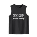 Lässiges dunkelgraues Damen Tanktop mit lustigem Schriftzug für den bequemen Alltag. - Oberteile / Dunkelgrau / S