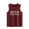 Lässiges burgunderrotes Damen Tanktop mit weißem Slogan-Druck für den Sommer im Alltag. - Oberteile / Burgunderrot / S