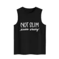 Lässiges, minimalistisches Damen Tanktop in Schwarz mit witzigem 'Not Slim kinda shady' Slogan. - Oberteile / Schwarz / S