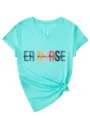 Women's casual V-neck short sleeve T-shirt with ER NURSE graphic print in turquoise. - S / Tops / Deep Water Blue
