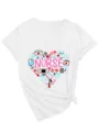 Damen V-Ausschnitt Kurzarm Krankenschwester T-Shirt Medizinisches Herz Grafik Top - S / Oberteile / Weiß