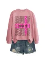 Damen Freizeit Rosa Sweatshirt Senior 2027 Print Langarm Pullover Oberteil Herbst - S / Oberteile / Roségoldenes Sweatshirt (Schwarzes Textmuster)
