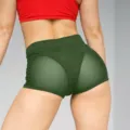 High-waist mesh patchwork yoga shorts for women, sexy elastic fitness hot pants for workout. - 4XL / Green
