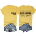 Senior mom class of 2027 t-shirt casual women round neck short sleeve tee top apparel - S / Tops / Yellow (Black Font)