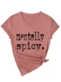 Lässiges Damen V-Ausschnitt Kurzarm T-Shirt Süßes Grafik Top Modisches Sommeroberteil - S / Oberteile / Roségold (Schwarze Grafik)